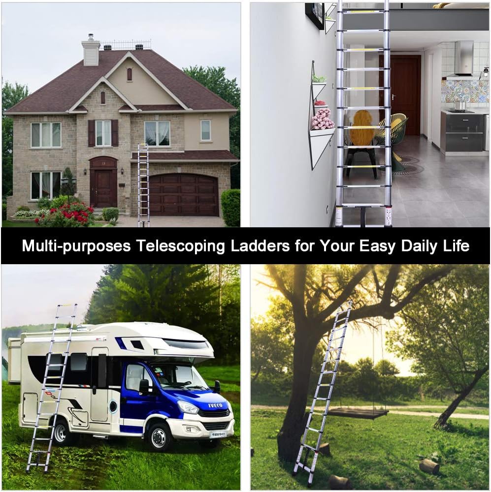 19.7FT Telescopic Extension Ladder, 330LB Capacity N251