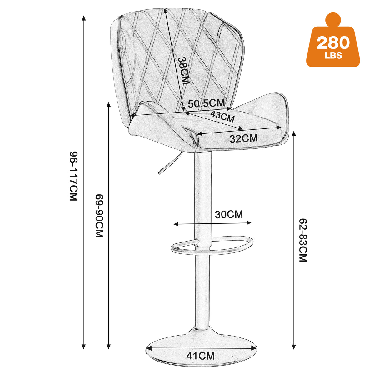 Brown Velvet Bar Stools Set of 2 with Armrest S3781