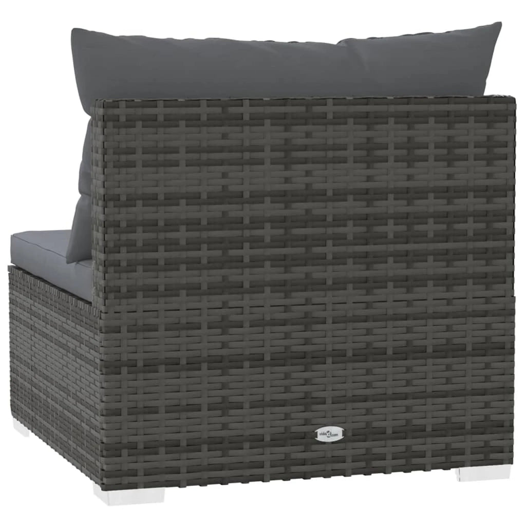3-Seater Gray Poly Rattan Sofa with Cushions J45535