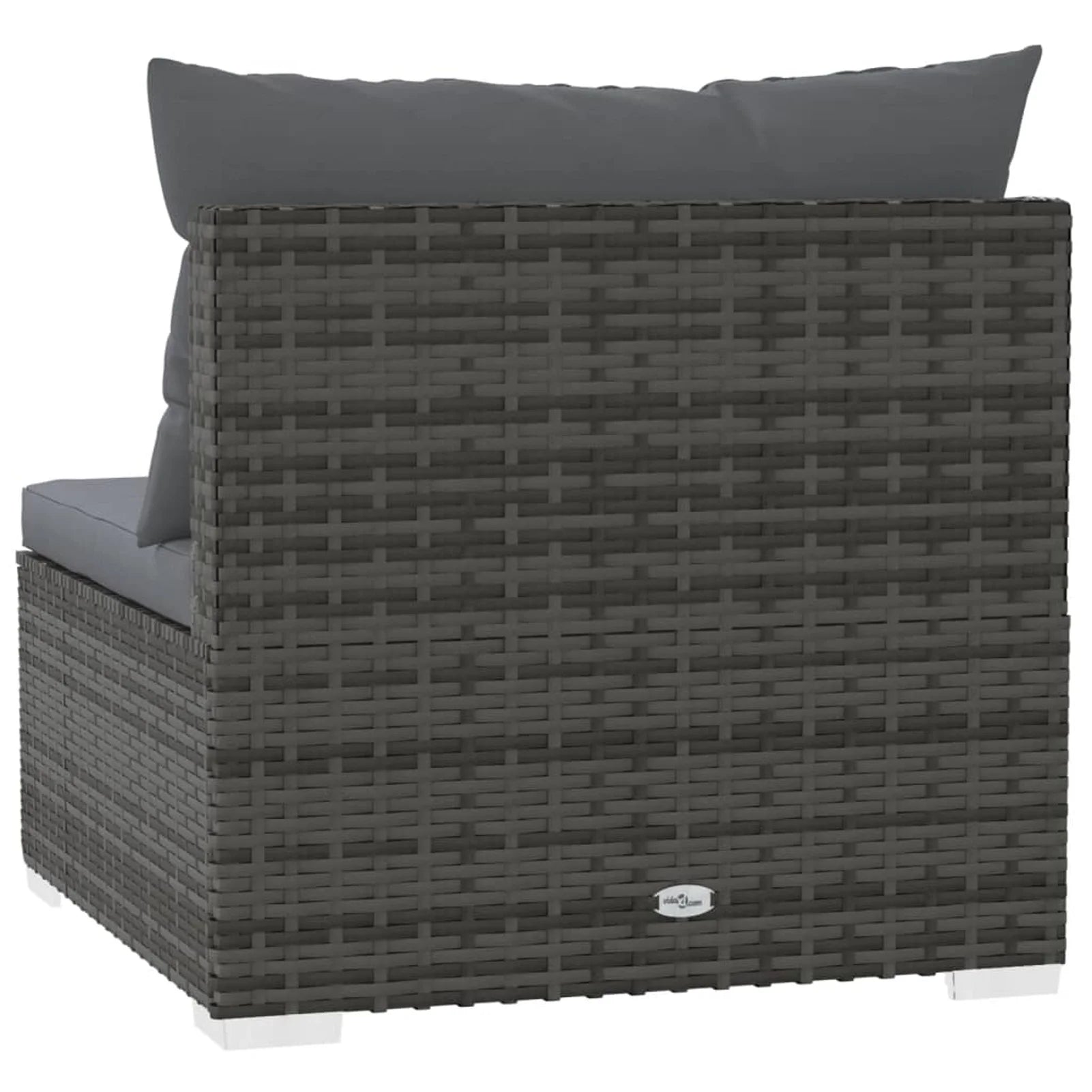 3-Seater Gray Poly Rattan Sofa with Cushions J45535