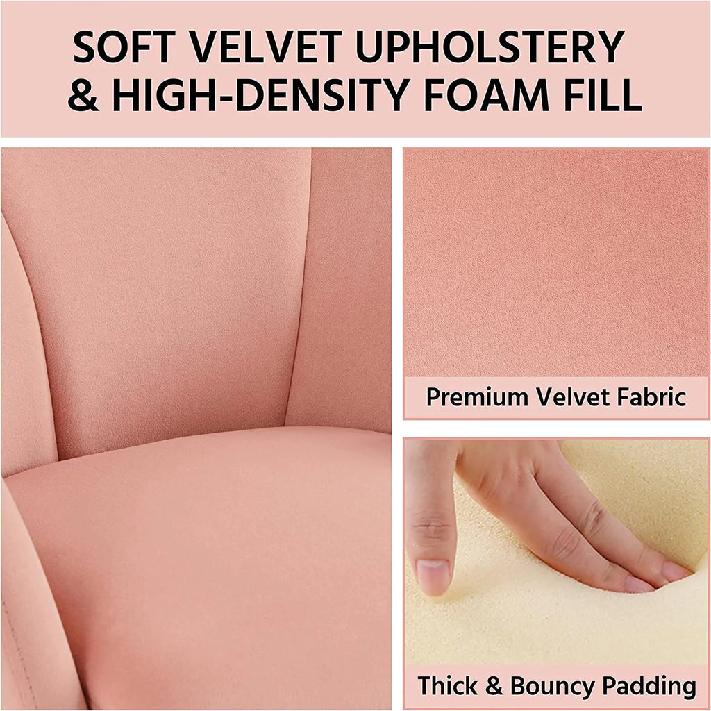 Flower Velvet Barrel Chair with Golden Metal Legs M7616