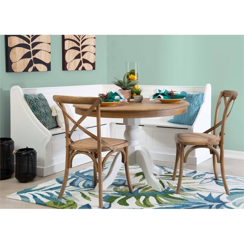 White Wood Corner Breakfast Nook B85378