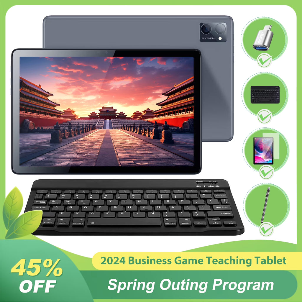 24GB RAM 128GB ROM 10 inch Android Tablet with Keyboard Stylus O66787