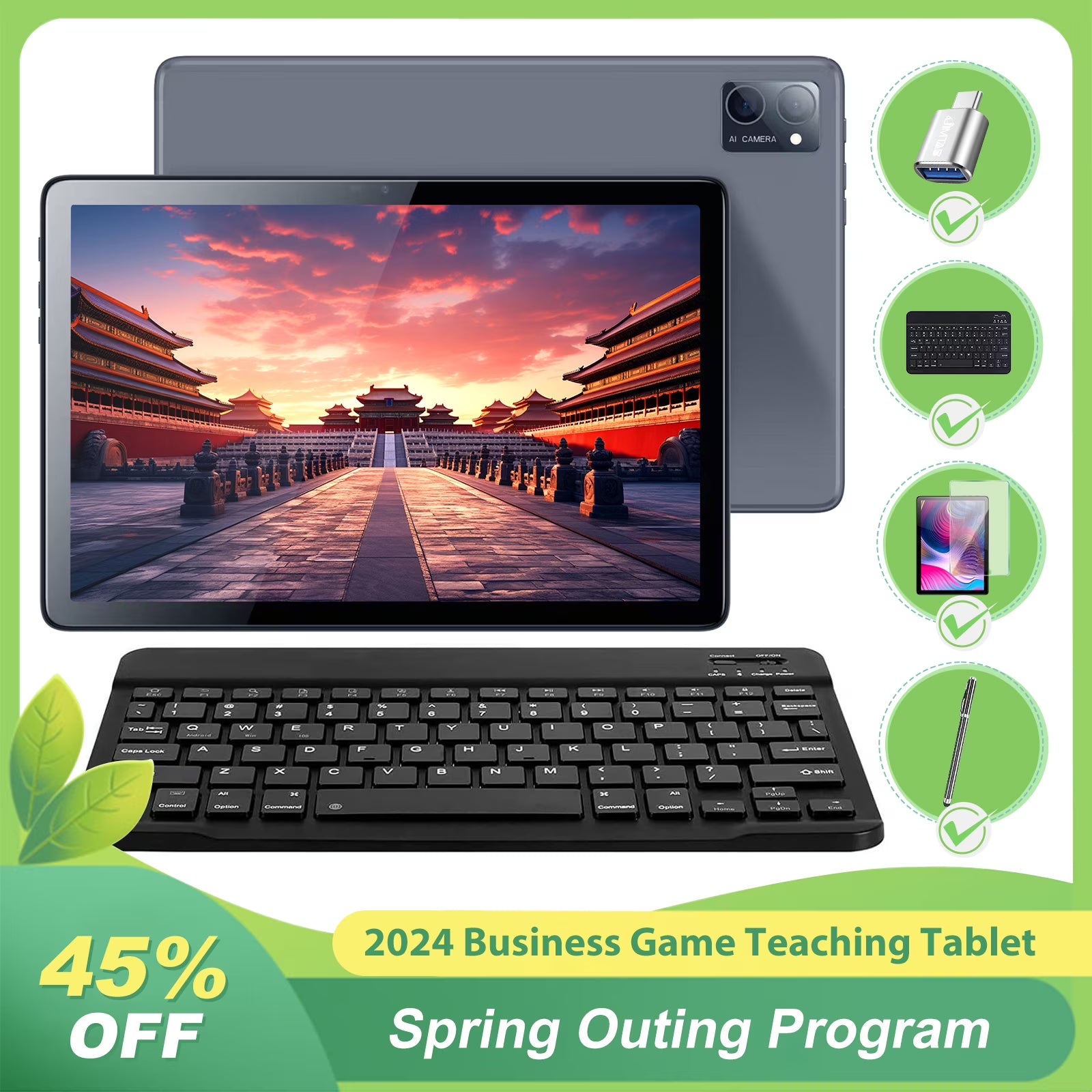 24GB RAM 128GB ROM 10 inch Android Tablet with Keyboard Stylus O66787