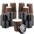 Disposable 12 fl oz Brown Rippled Double-Walled Paper Hot Cup with Lid 400 Sets Y60724