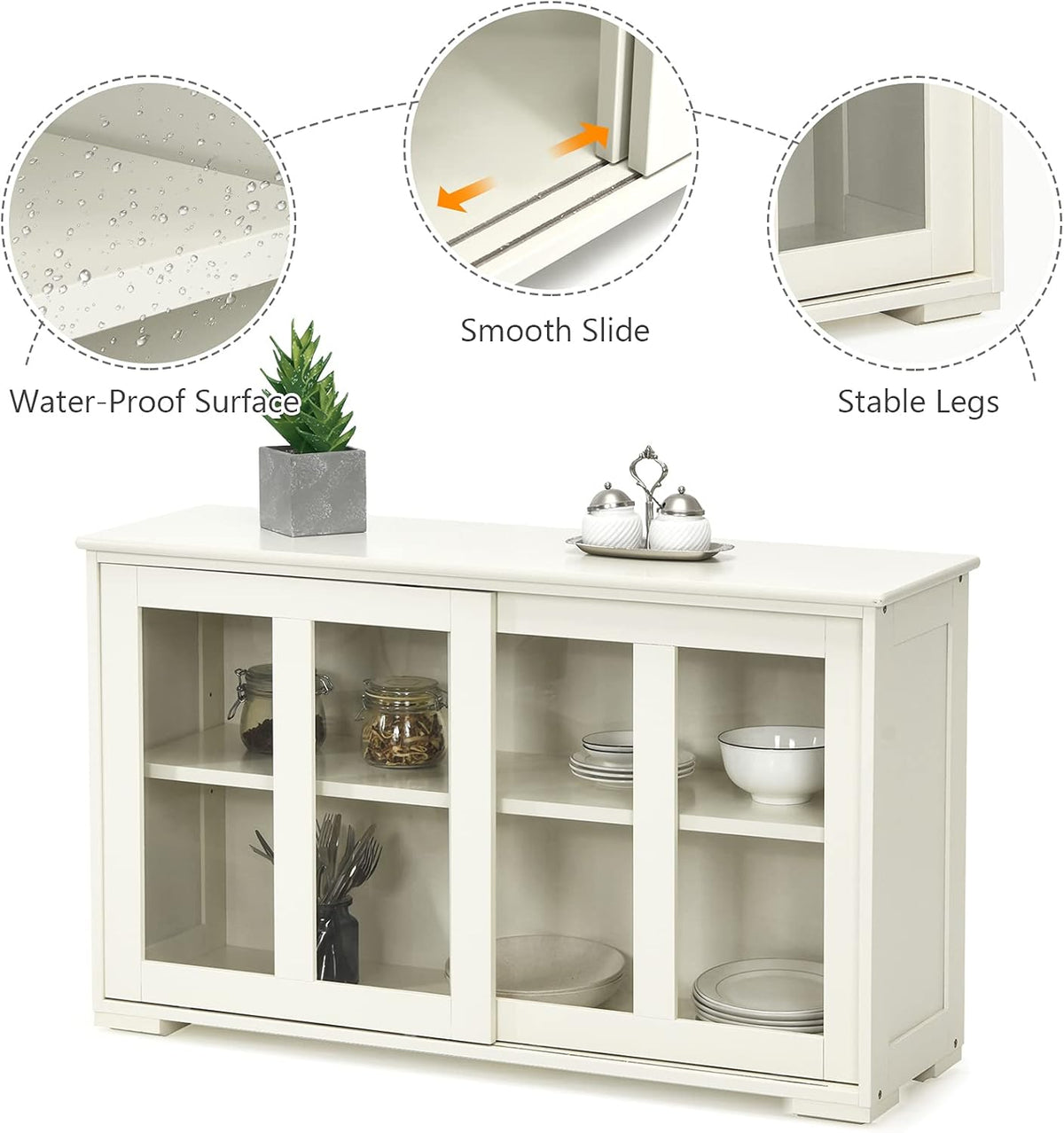 Kitchen Storage Sideboard Cabinet with Glass Storage G332847