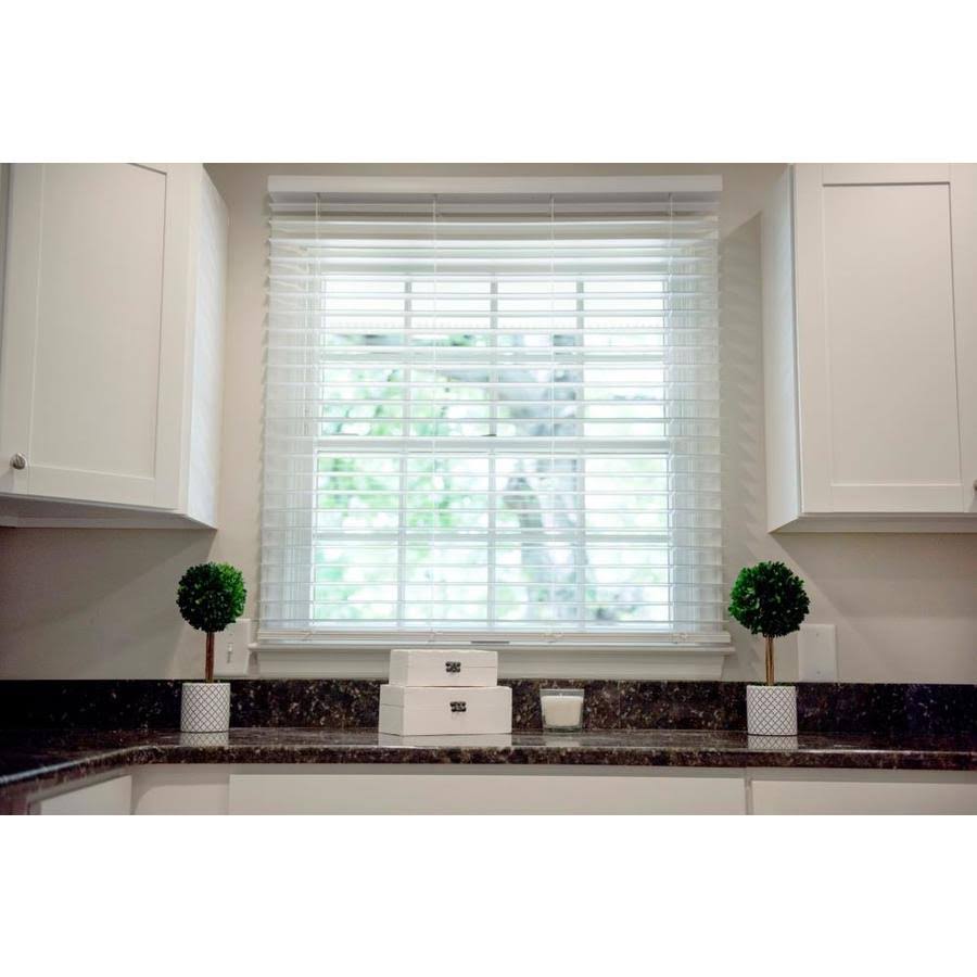 Cordless Soft White Faux Wood Room Darkening Blinds W333869