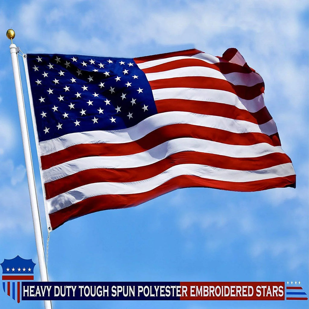 American Flag 4x6 Ft Heavy Duty Spun Polyester Embroidered Stars Sewn Stripes Brass Grommets Q476515