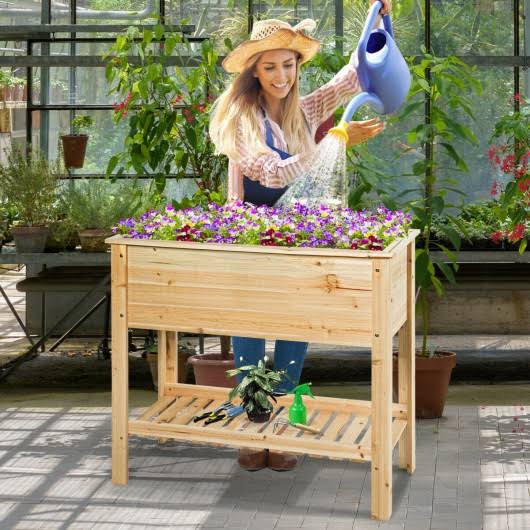 Raised Garden Bed with Storage Shelf Q712