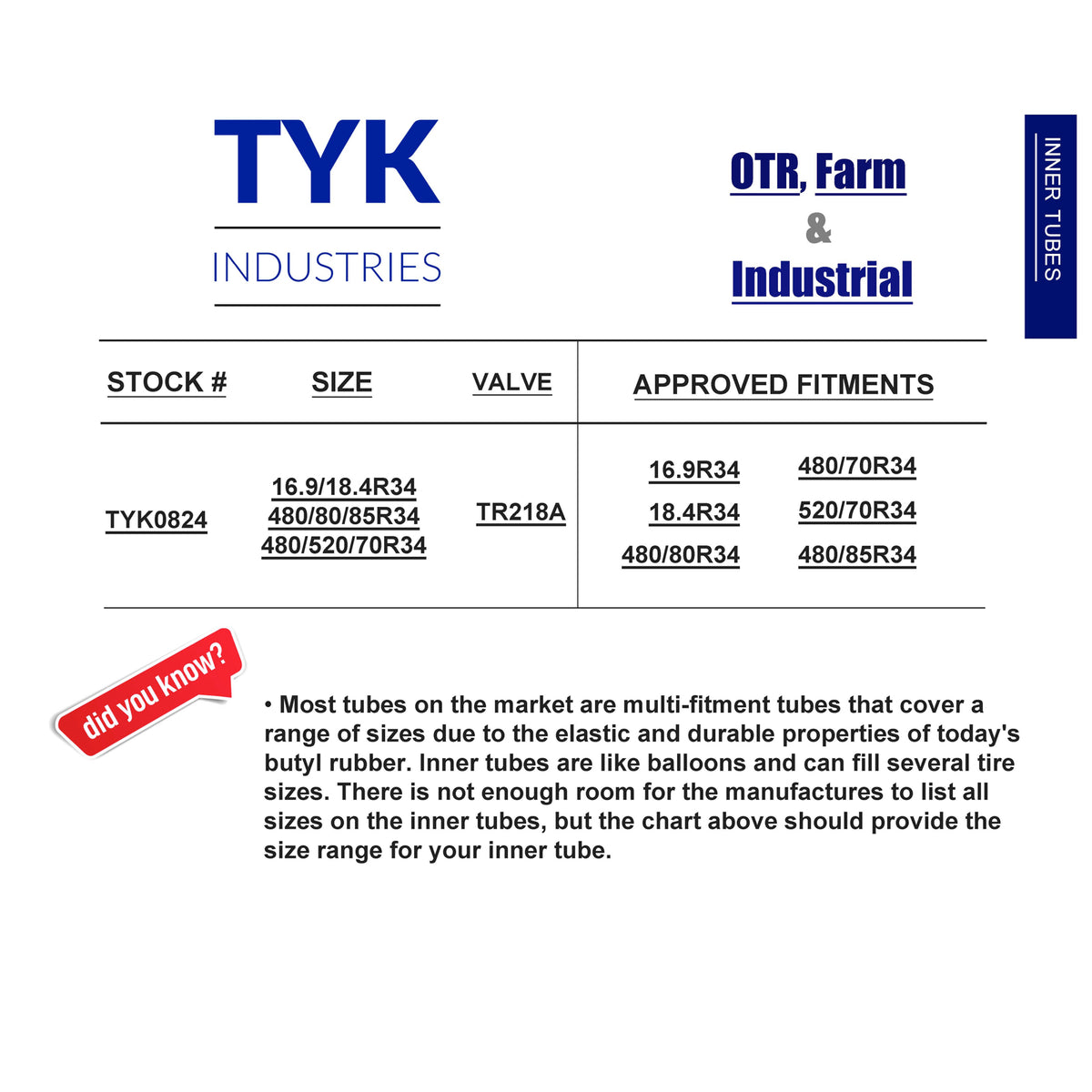 Tractor Tire Inner Tube TR218A Valve Z400