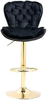 Rose Red Velvet Tufted Counter Stools with Gold Base M4599