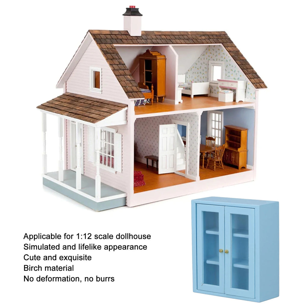 Blue Wooden Dollhouse Wall Cabinet J9499