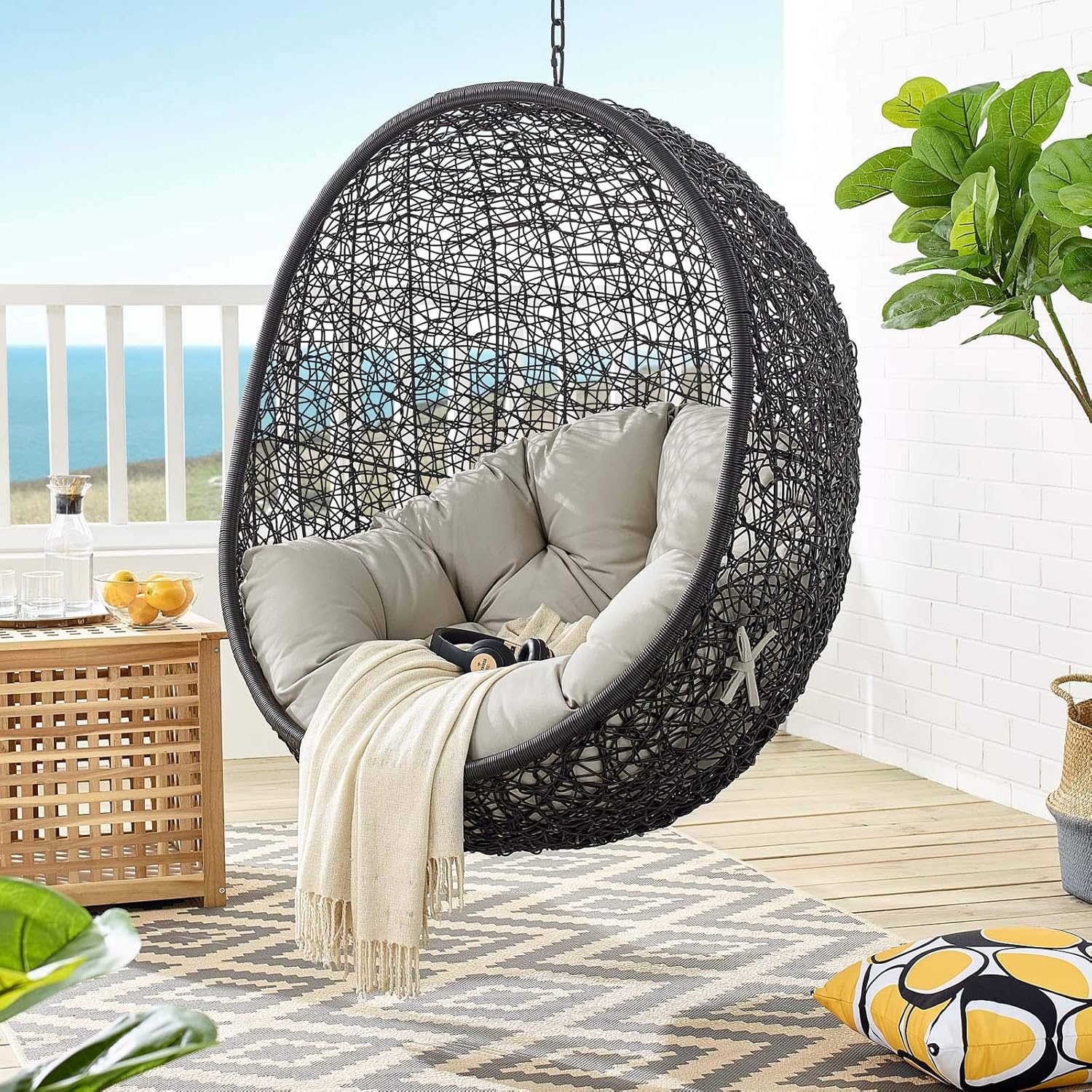 Black Turquoise Outdoor Patio Lounge Chair T360779