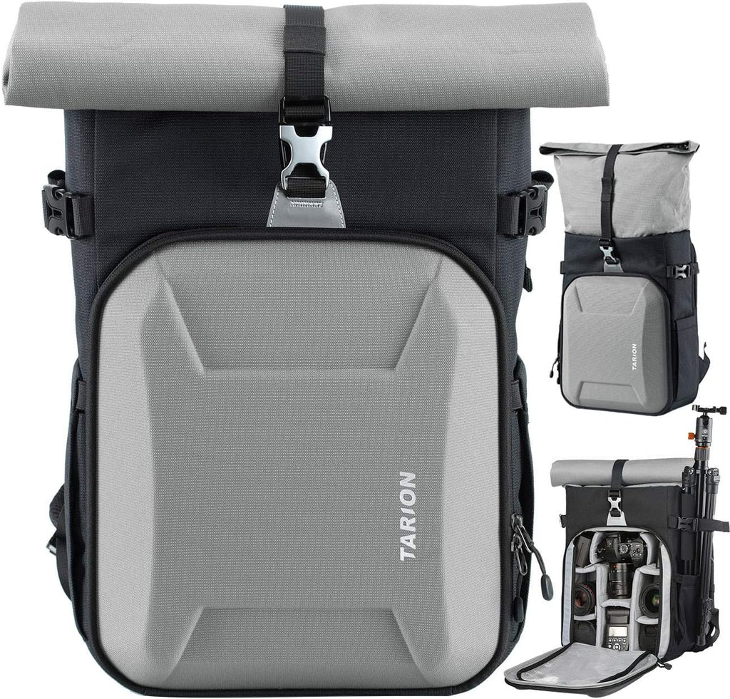 Black Canvas Camera Backpack with Removable Laptop Compartment N109