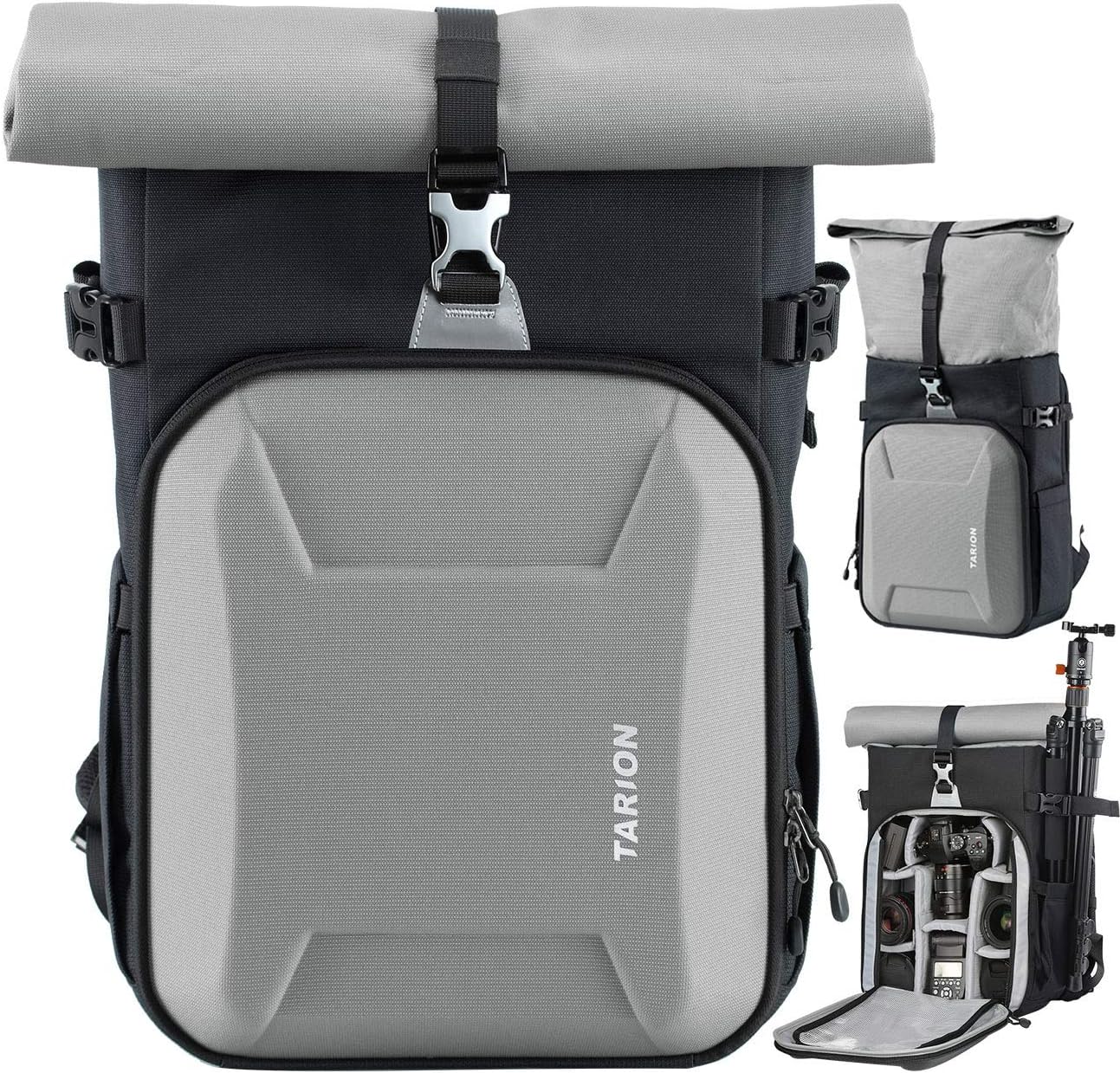 Black Canvas Camera Backpack with Removable Laptop Compartment N109