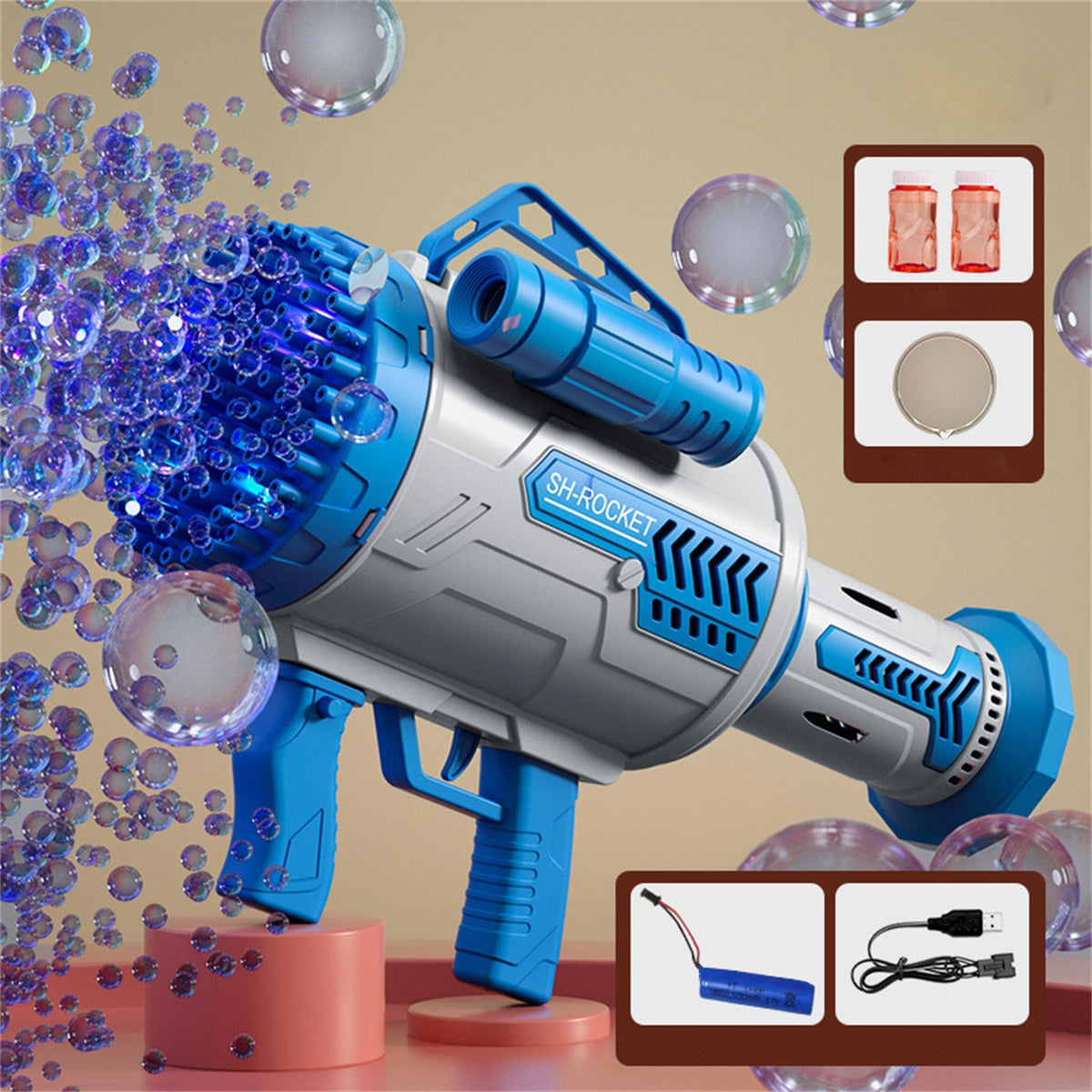 100 Hole Handheld Bubble Machine I45808