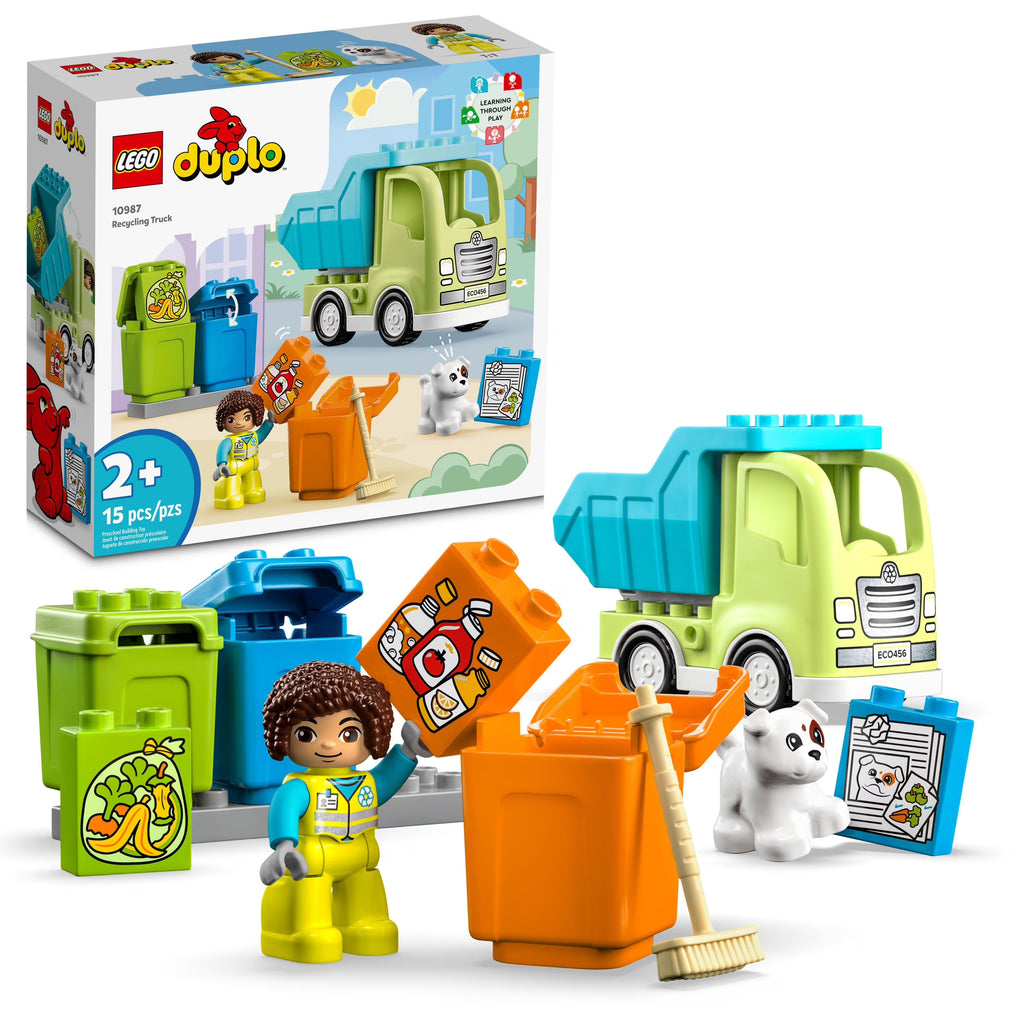 Recycling Truck Building Toy Set with 3 Sorting Bins E802