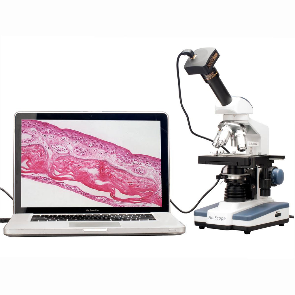 40X-2000X LED Monocular Compound Microscope with Mechanical Stage and Digital Camera R30800