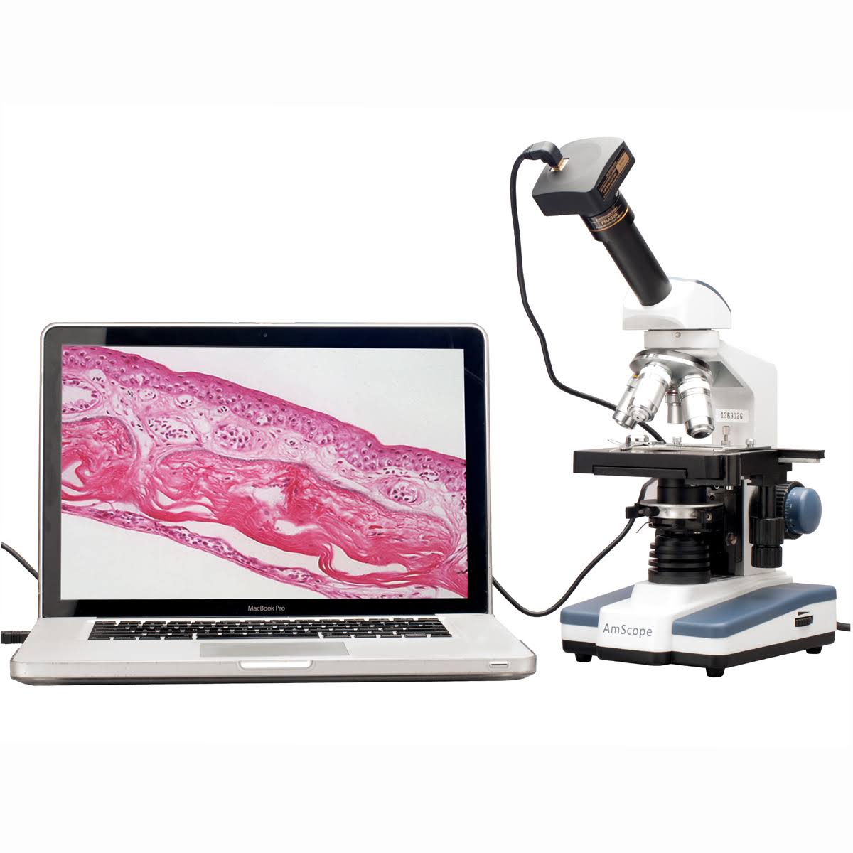 40X-2000X LED Monocular Compound Microscope with Mechanical Stage and Digital Camera R30800