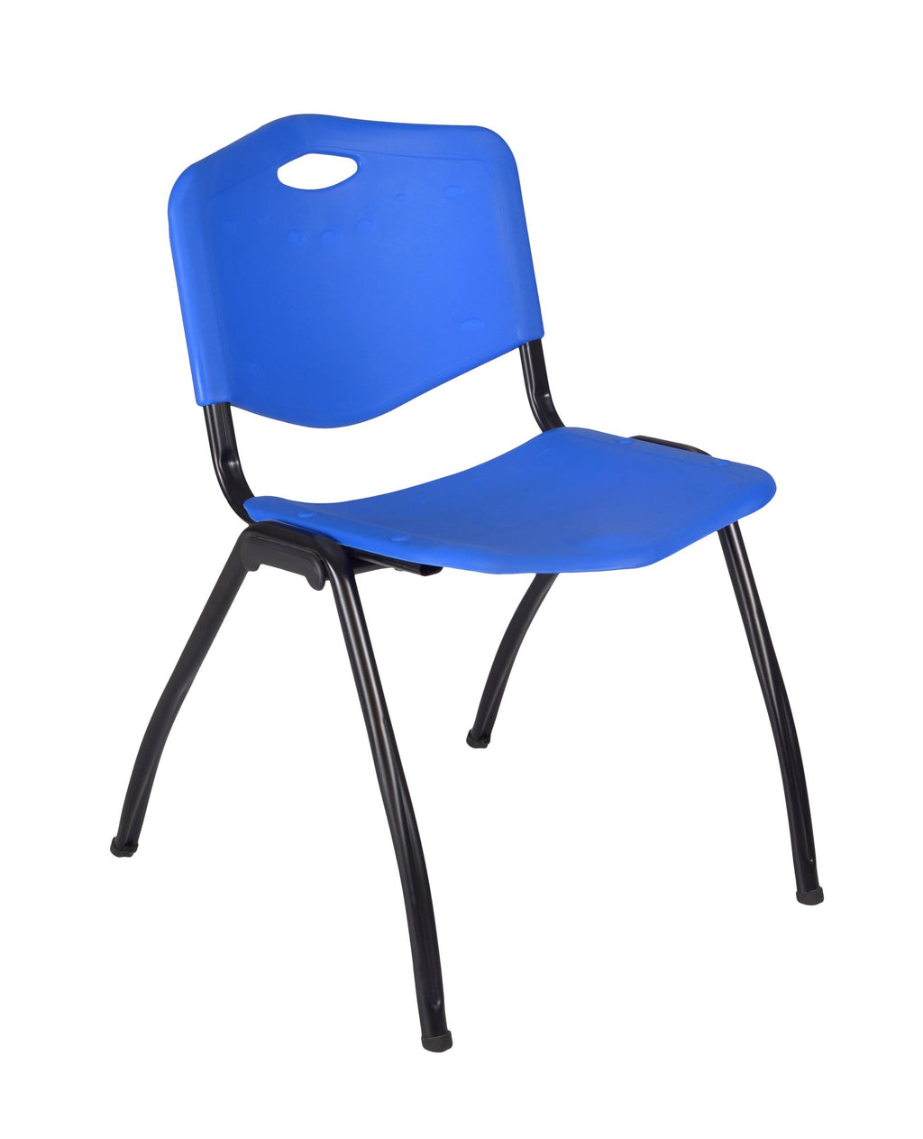 Grey Square Breakroom Table & 4 Blue Stack Chairs O656