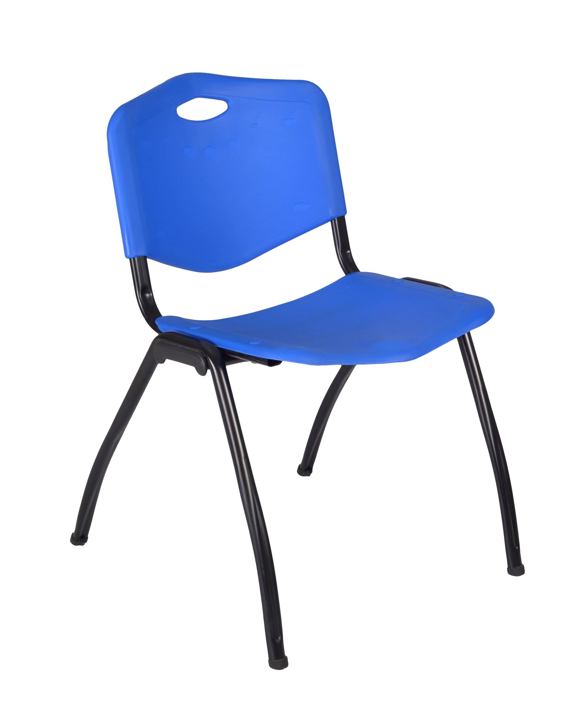 Grey Square Breakroom Table & 4 Blue Stack Chairs O656