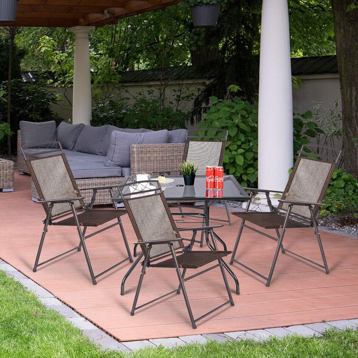 Set of 4 Patio Folding Sling Chairs Steel A1880