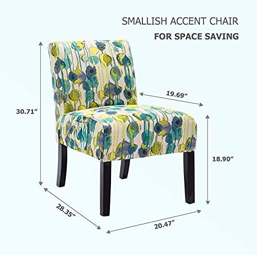 Fabric Armless Accent Chairs Set of 2 White/Blue/Floral U604