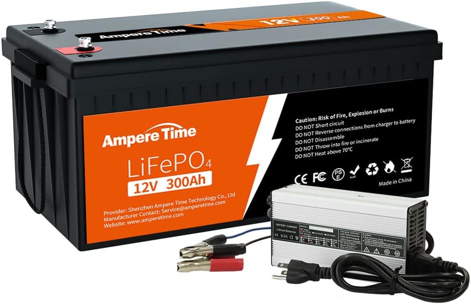 12V 300Ah LiFePO4 Battery with 14.6V 20A Lithium Battery Charger Q2666