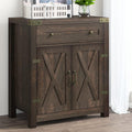 Storage Cabinet with Drawer & 2 Doors, Adjustable Shelves, 32 Inches, Rustic Oak A607054