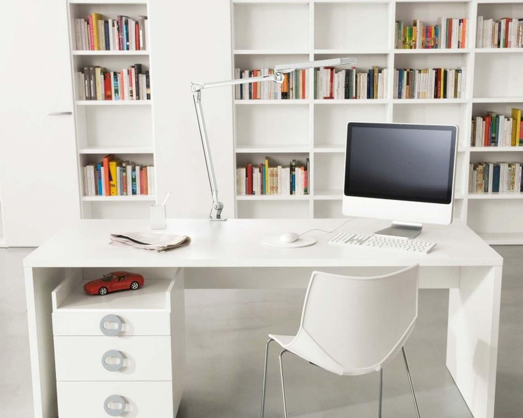 Silver Metal Swing Arm Desk Lamp with Clamp H967755