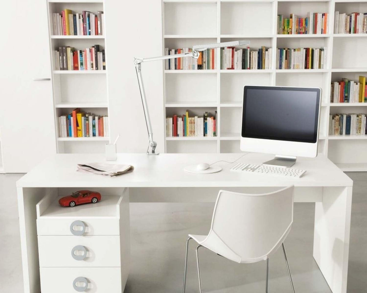 Silver Metal Swing Arm Desk Lamp with Clamp H967755