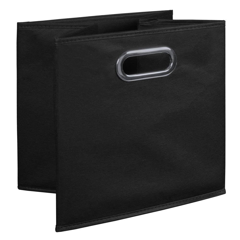 White Wood Grain/Black Storage Set with Foldable Storage Bins X13820