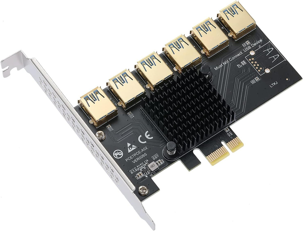 2 Pack PCIE Riser 1X to 16X Graphics Extension Adapter Card with USB 3.0 Cable E6889