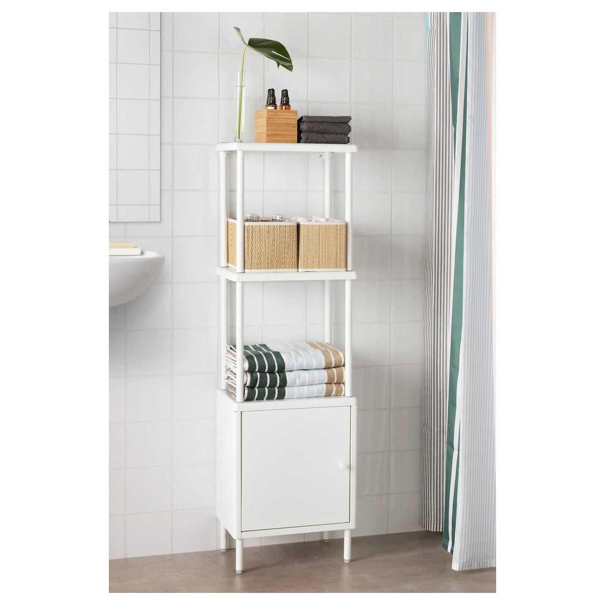 White 15 3/4x10 5/8x52 3/4 Shelving Unit with Cabinet J9804