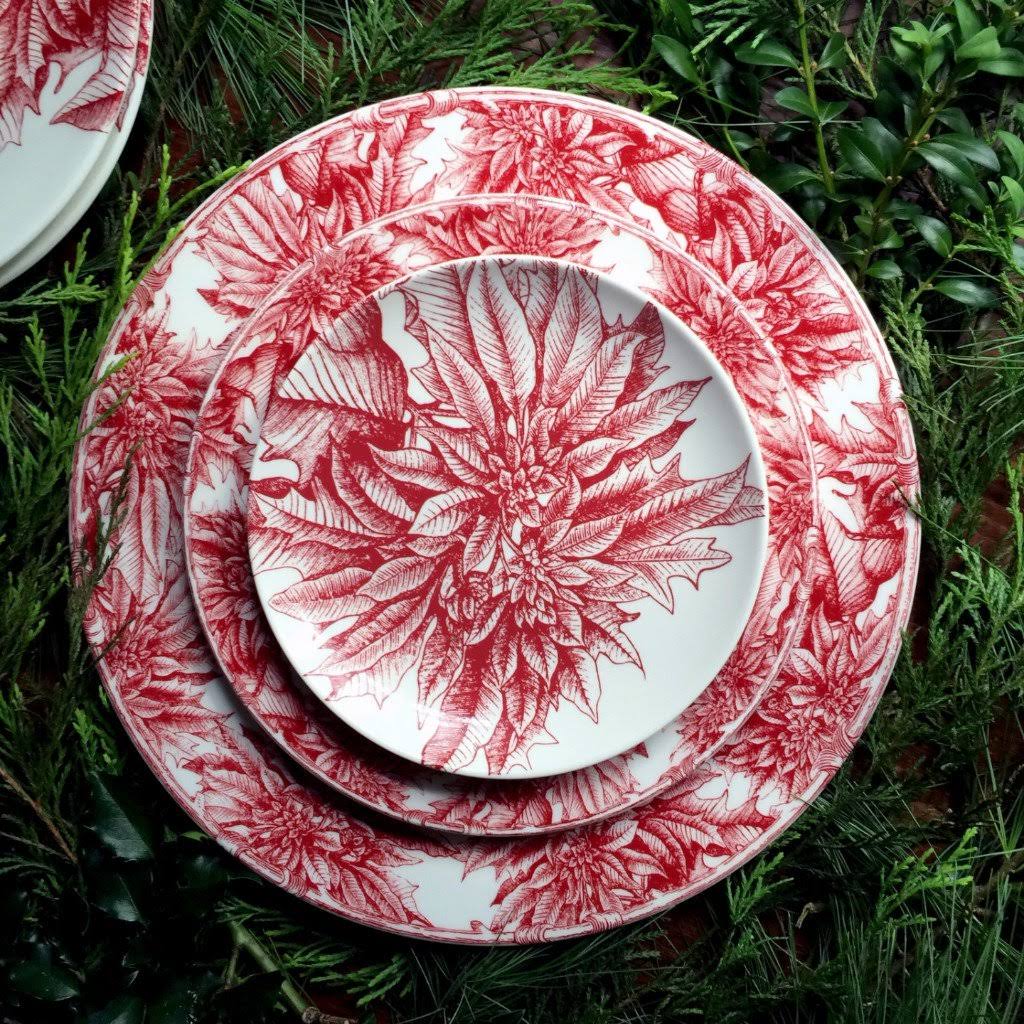 Poinsettia Canapé Plates Set of 4 S206