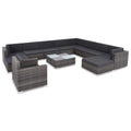 12 Piece Gray Poly Rattan Outdoor Patio Sectional Sofa with Coffee Table and Ottoman M58424
