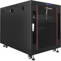15U 35 inch Deep Server Rack Cabinet Enclosure with Cooling Fans, LCD Screen, Thermostat, PDU, Casters, Shelf W900740