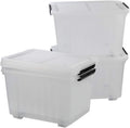 30 L Clear Plastic Storage Box with Wheels, 4-Pack F9704
