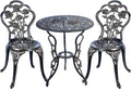 Antique Copper 3 Piece Cast Aluminum Bistro Table Set E481974