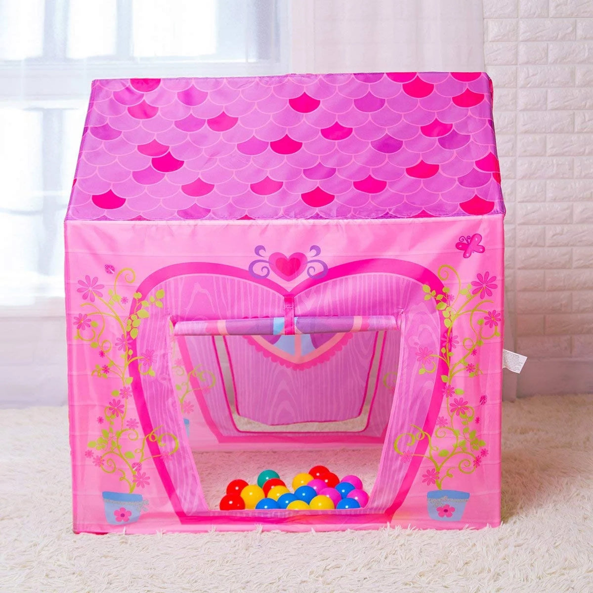 Pink Floral Princess Castle Play Tent W810676