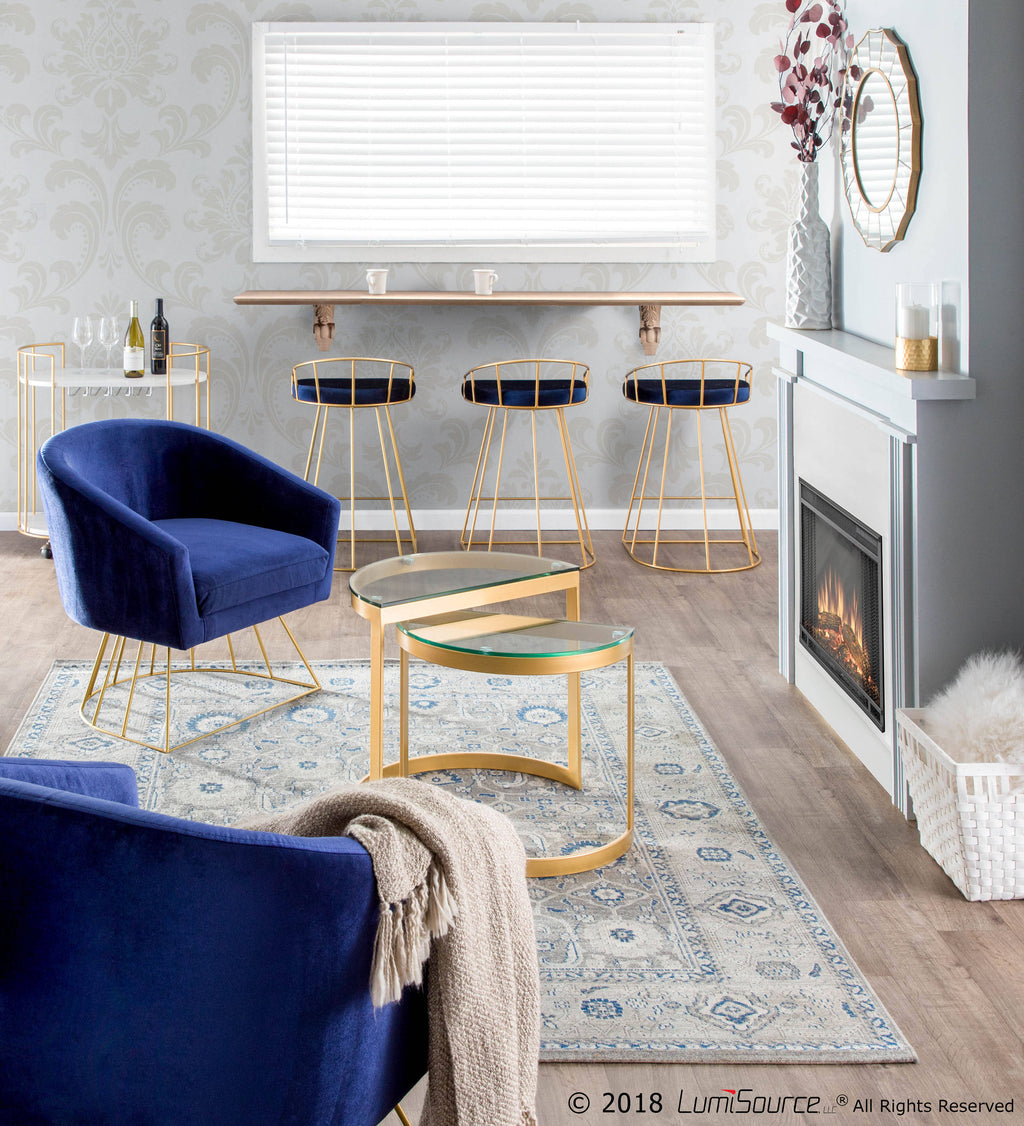 Nesting Tables Gold Clear Glass Top Set of 2 F798144