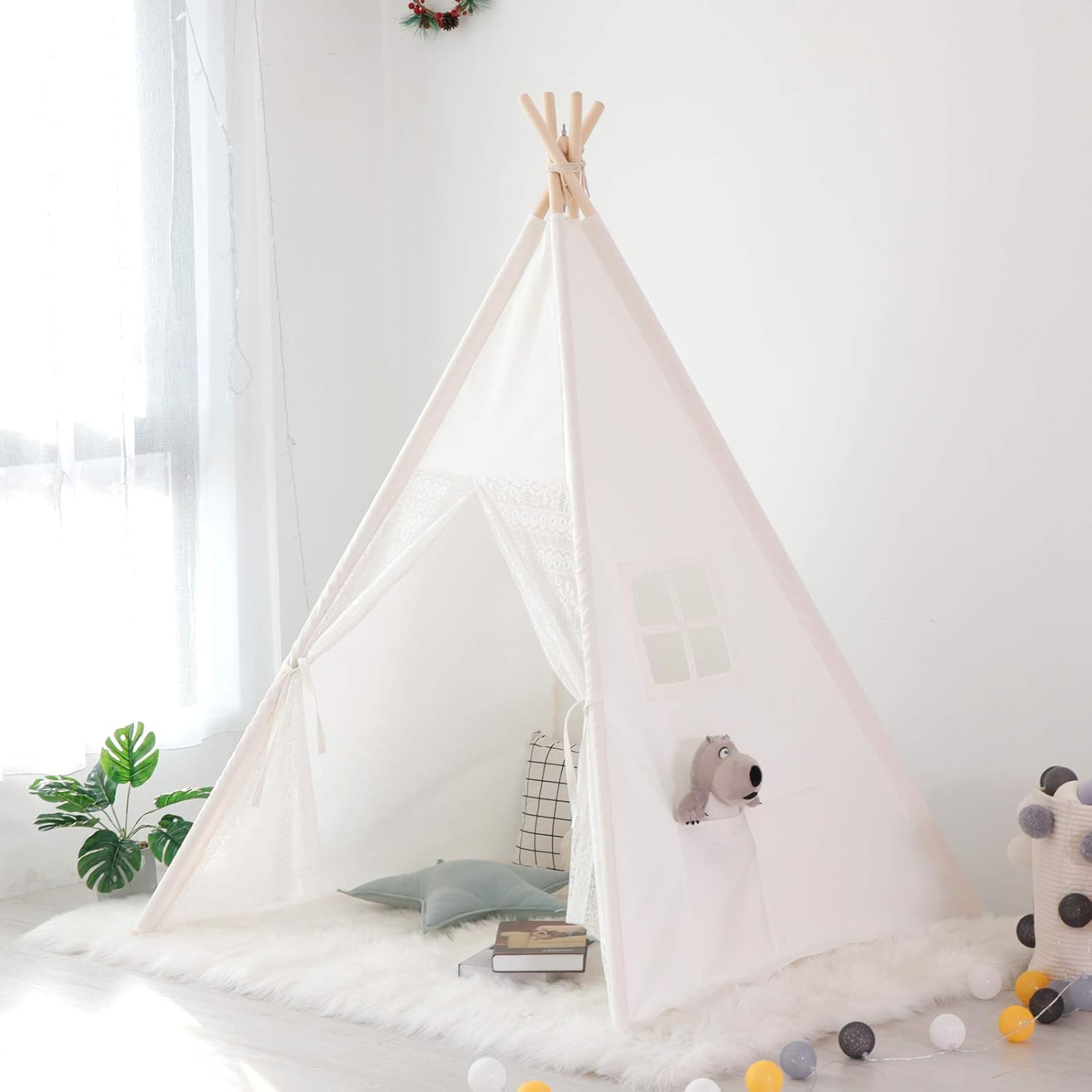 White Lace Cotton Canvas Kids Tent A9137