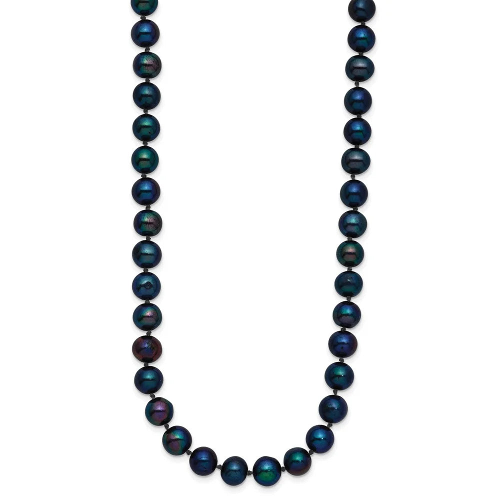 14K Yellow Gold Pearl Chain Necklace 6-7 mm Black Freshwater Cultured 16 inch K15113
