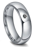 Titanium Tungsten Carbide 6MM Black Diamond Dome Comfort Fit Mens Wedding Band Ring Sz 6.0 X73742
