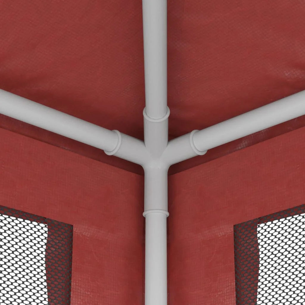 Red 9.8'x9.8' HDPE Party Tent with 4 Mesh Sidewalls X516035