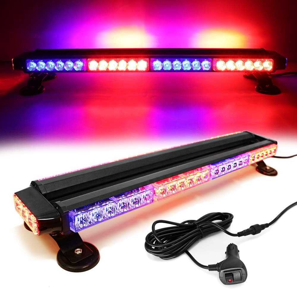 Blue 30 LED Magnetic Base Emergency Beacon Light Bar Pack of 2 H237
