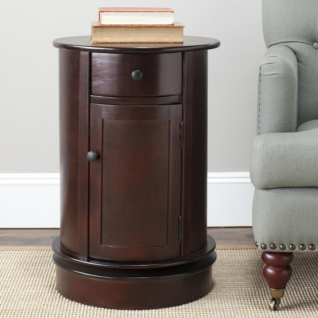 Dark Cherry Oval Swivel Storage End Table K989