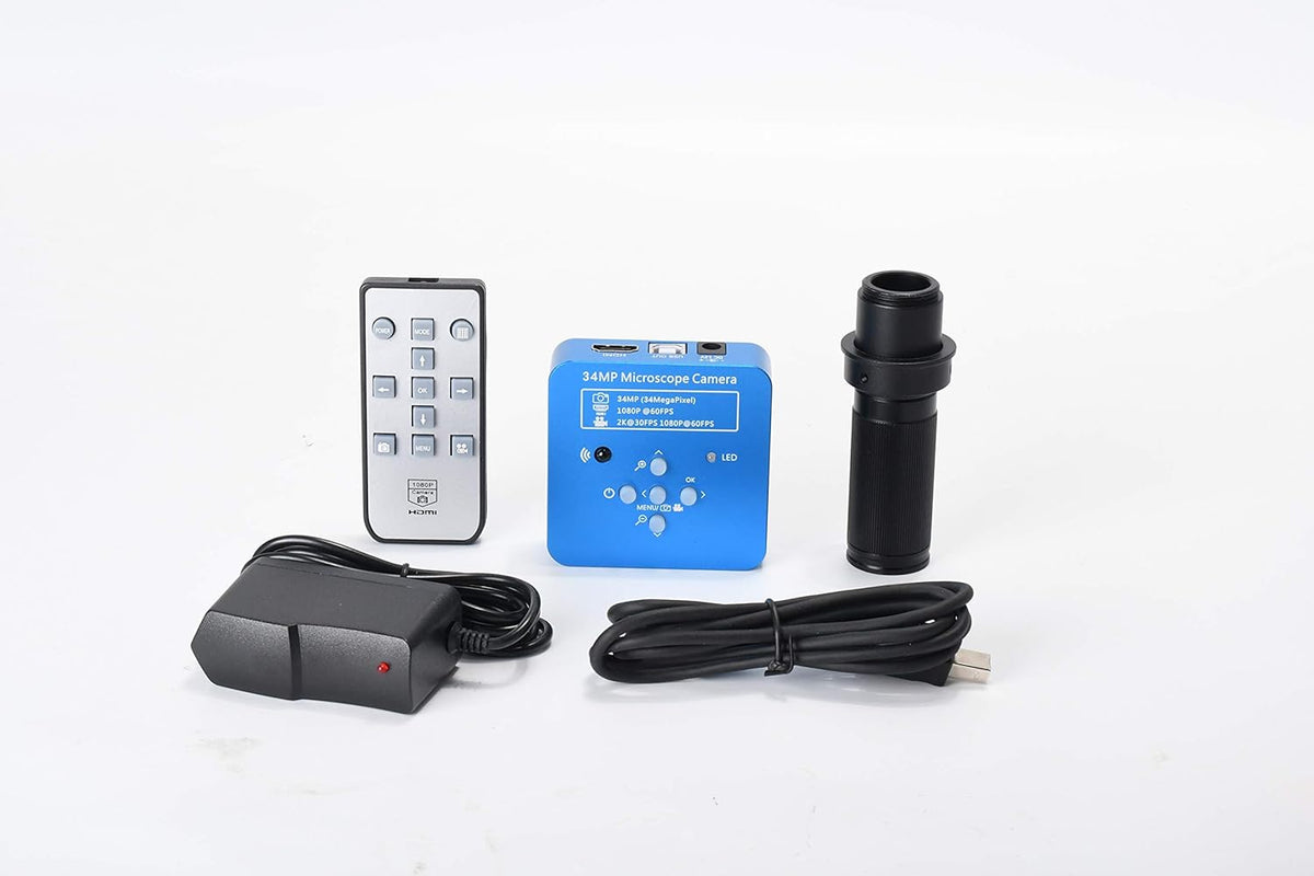 34MP 2K 1080P 60FPS Full HD HDMI USB Digital Video Microscope Camera with 150X Zoom C-Mount Lens and Adjustable Illumination R99425