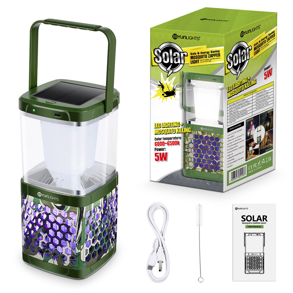 Solar Mosquito Zapper Camping Lantern Bug Zapper Lamp Portable Tent Lamp 2 in 1 Function Bug Zapper Light O2230