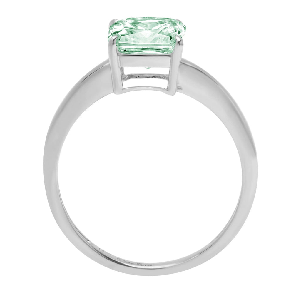 Asscher Cut Green Simulated Diamond 18k White Gold Ring Size 7.75 M66253